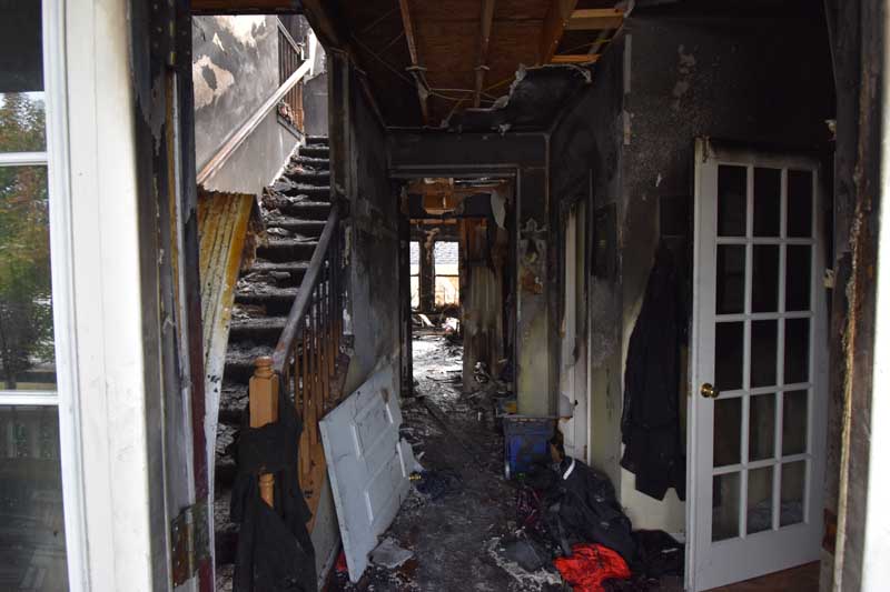 fire damaged foyer